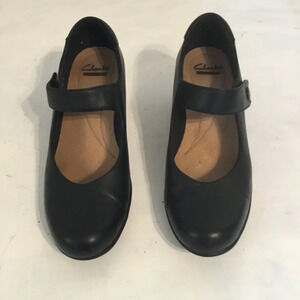 Clarks Hope Henley Black Leather Mary Jane 7.5 M Comfort Shoes Academia Work